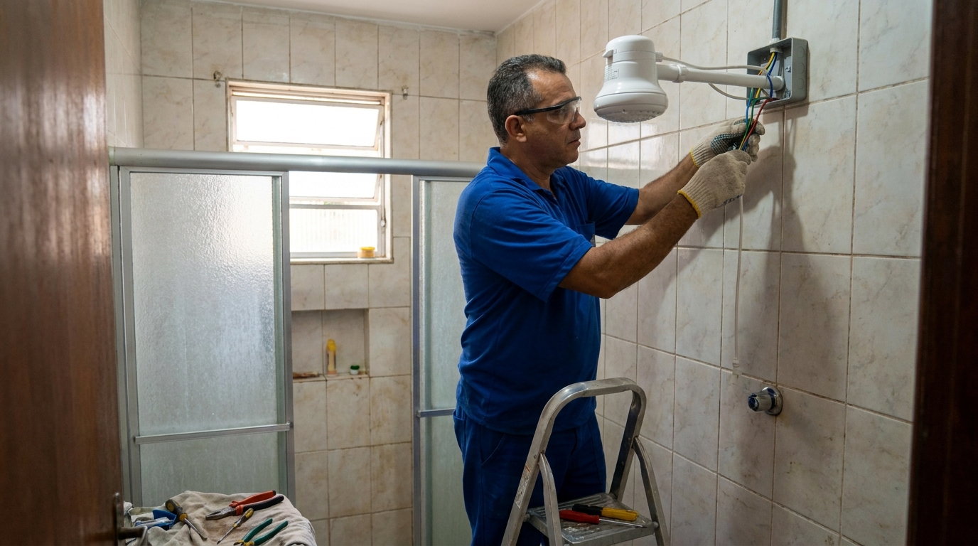 Substituição de Chuveiro Antigo em Cabo Frio‑RJ